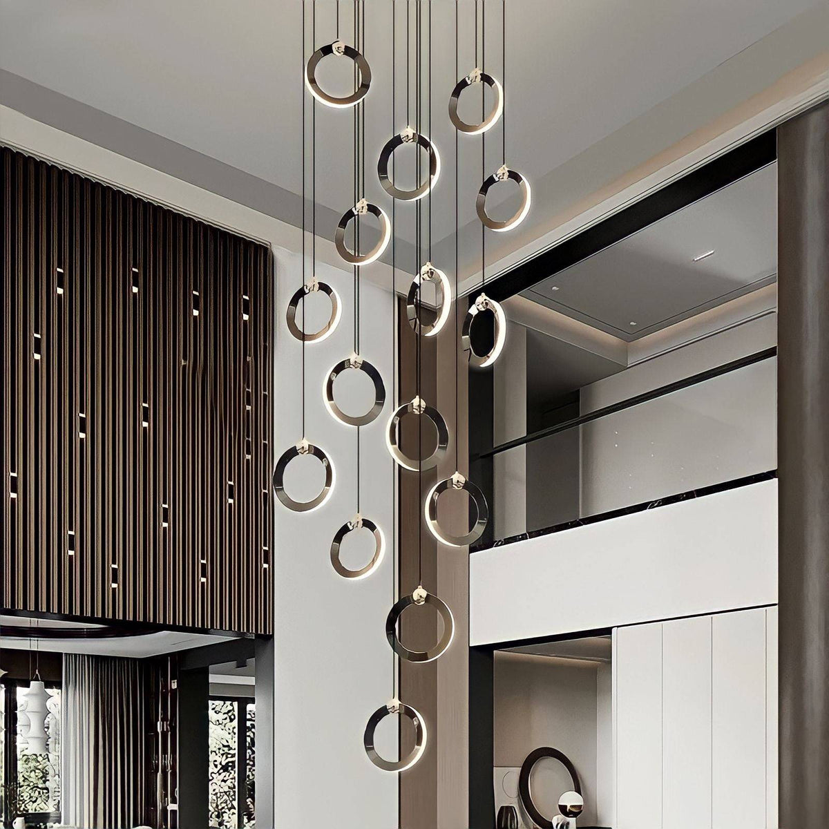 Lustre anneau doré en acier, de 3 à 60 anneaux