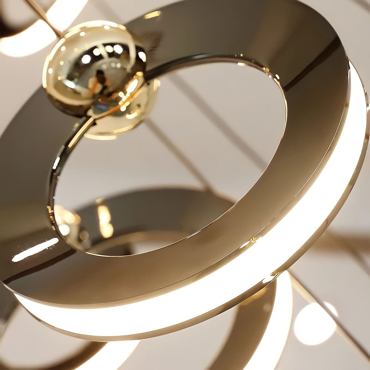 Lustre anneau doré en acier, de 3 à 60 anneaux, vue 2