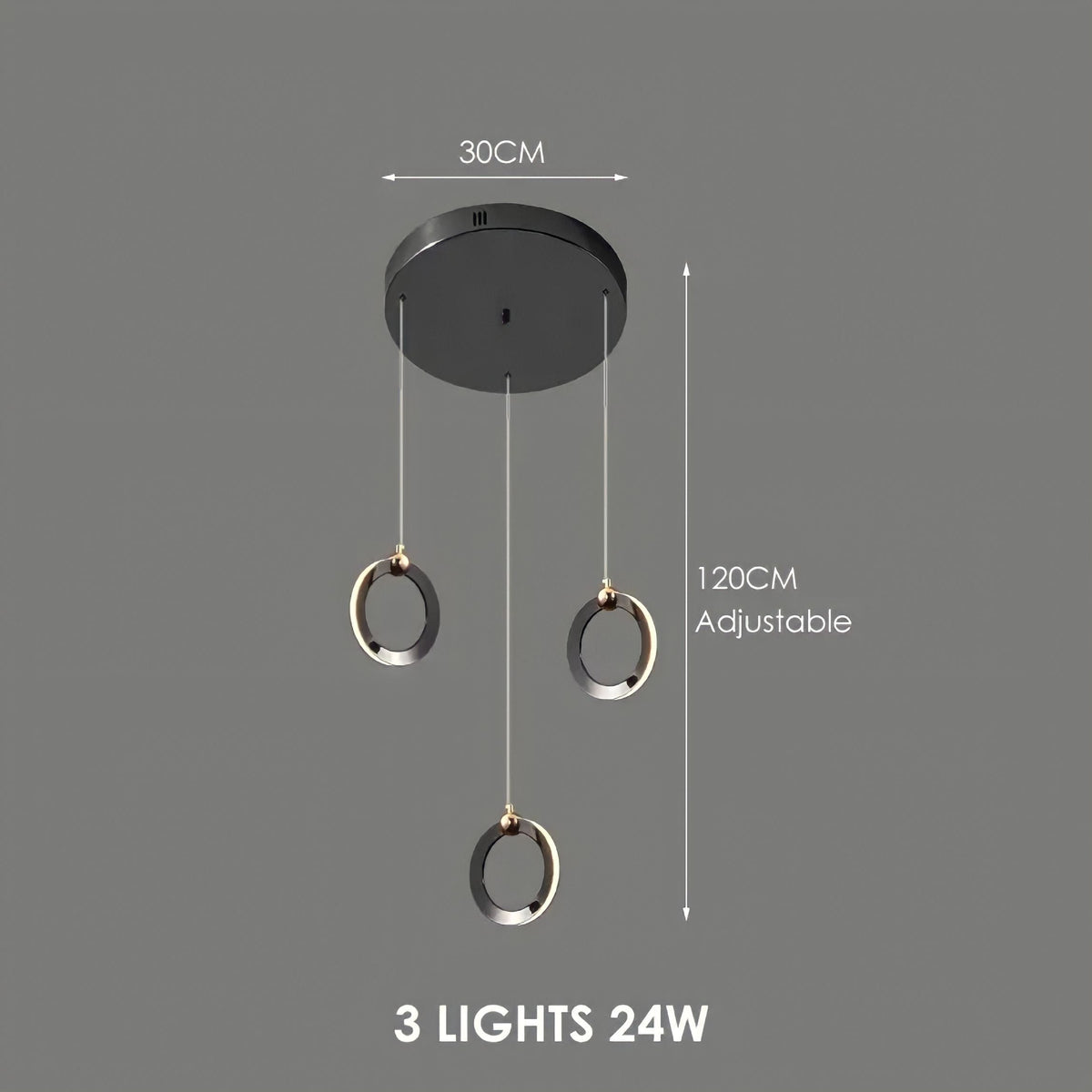 Lustre anneau doré en acier, de 3 à 60 anneaux, vue 7