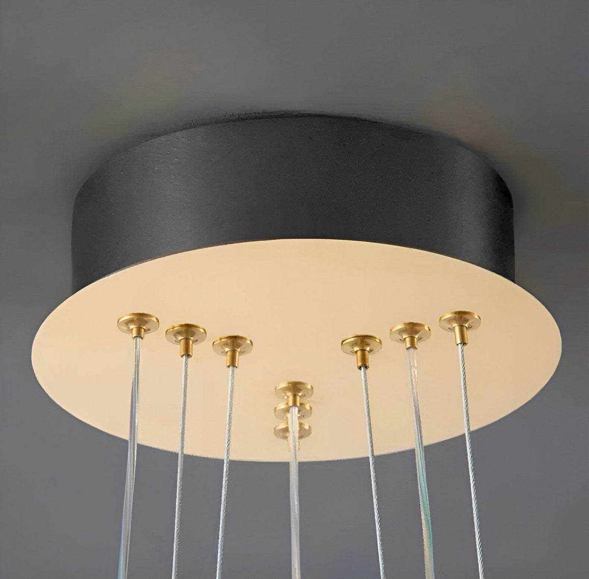 Lustre anneau doré rose à cercles superposés, vue 5