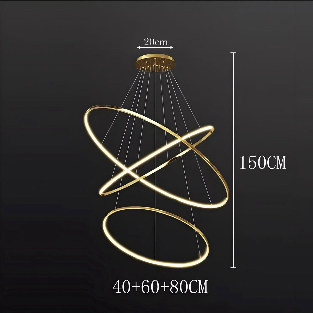Lustre anneau en acier inoxydable de 3 à 8 cercles brillants, vue 21