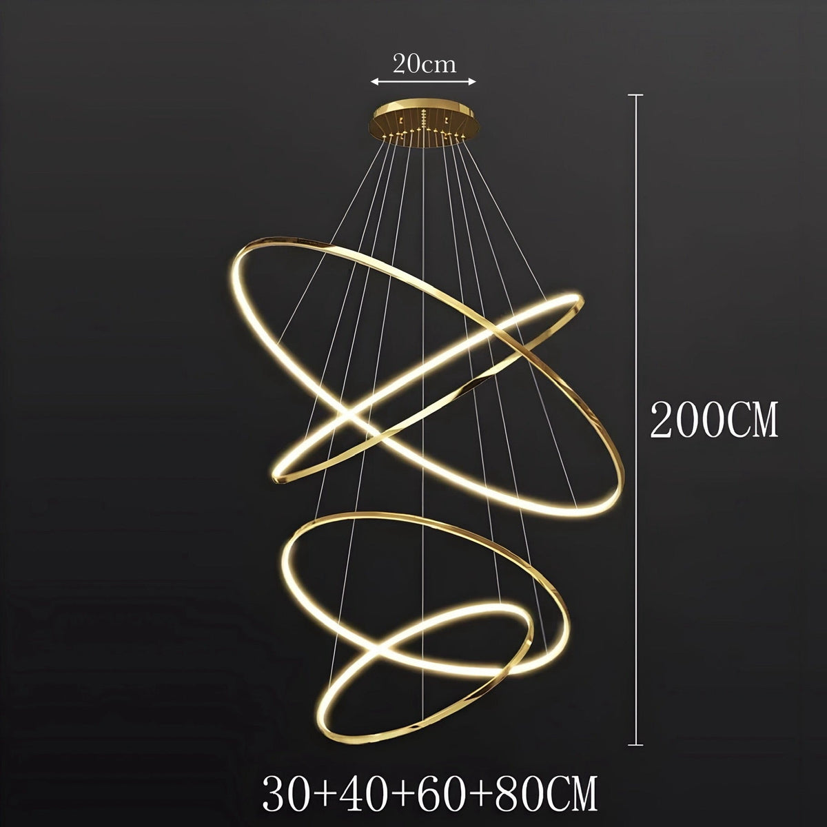 Lustre anneau en acier inoxydable de 3 à 8 cercles brillants, vue 22