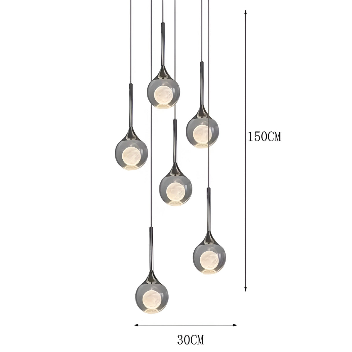 Lustre boule en verre fumé à cœur effet lune, vue 10