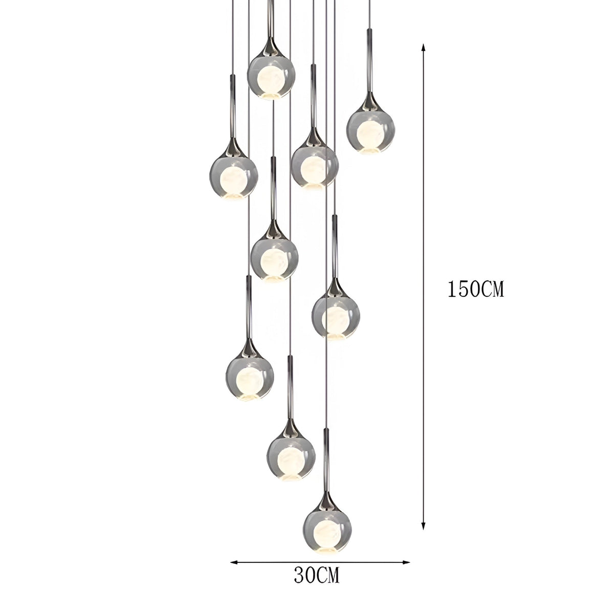 Lustre boule en verre fumé à cœur effet lune, vue 11