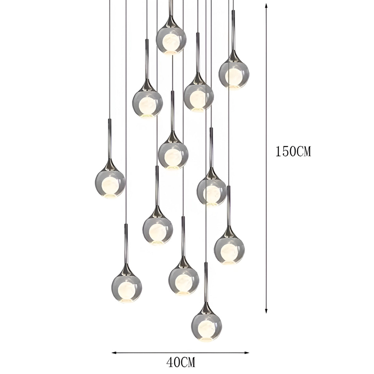 Lustre boule en verre fumé à cœur effet lune, vue 12