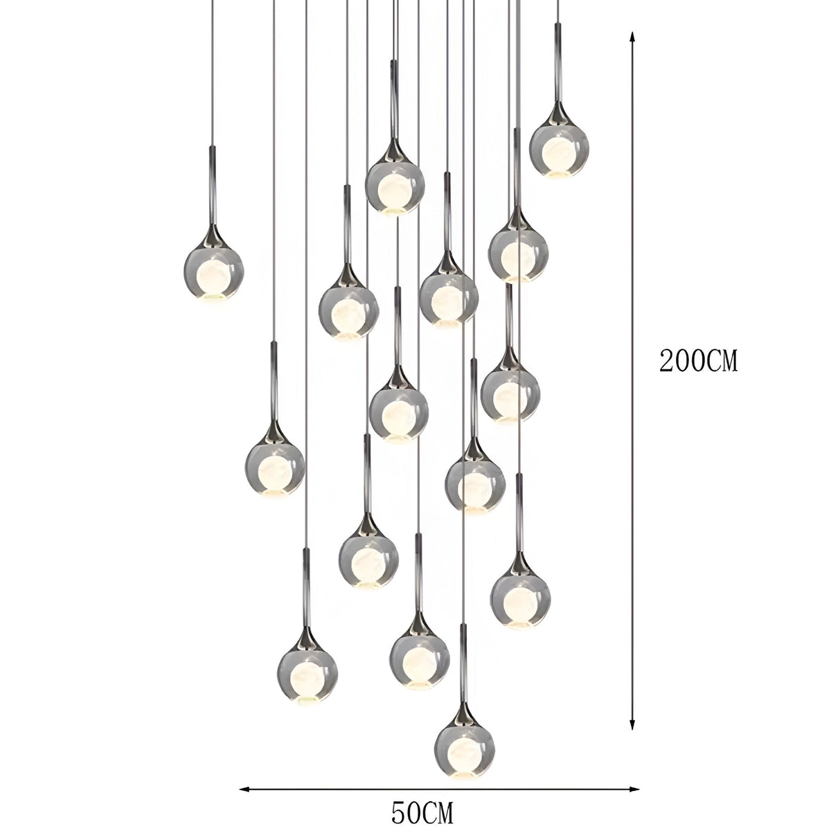 Lustre boule en verre fumé à cœur effet lune, vue 13