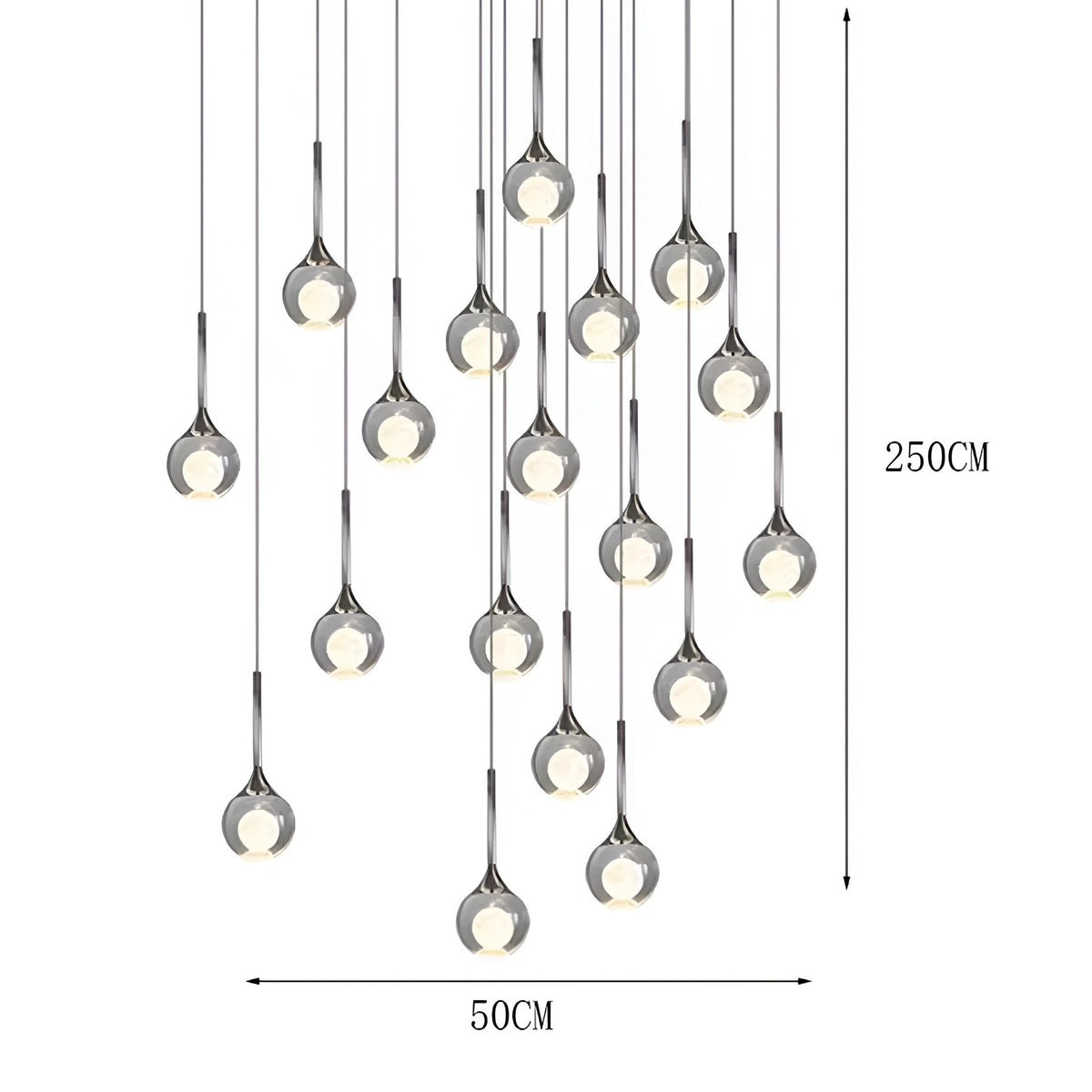 Lustre boule en verre fumé à cœur effet lune, vue 14