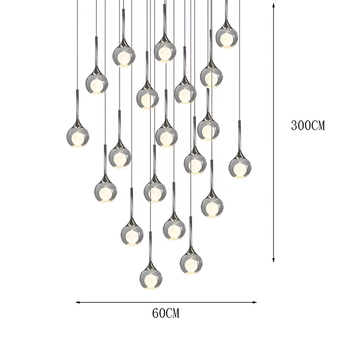 Lustre boule en verre fumé à cœur effet lune, vue 15