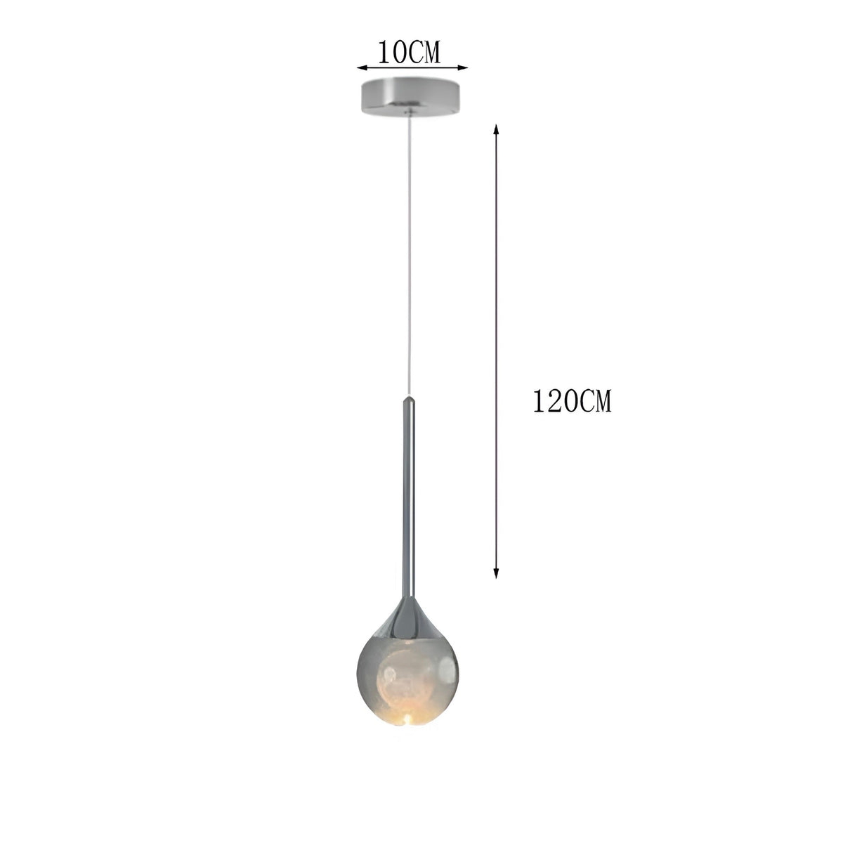 Lustre boule en verre fumé à cœur effet lune, vue 8