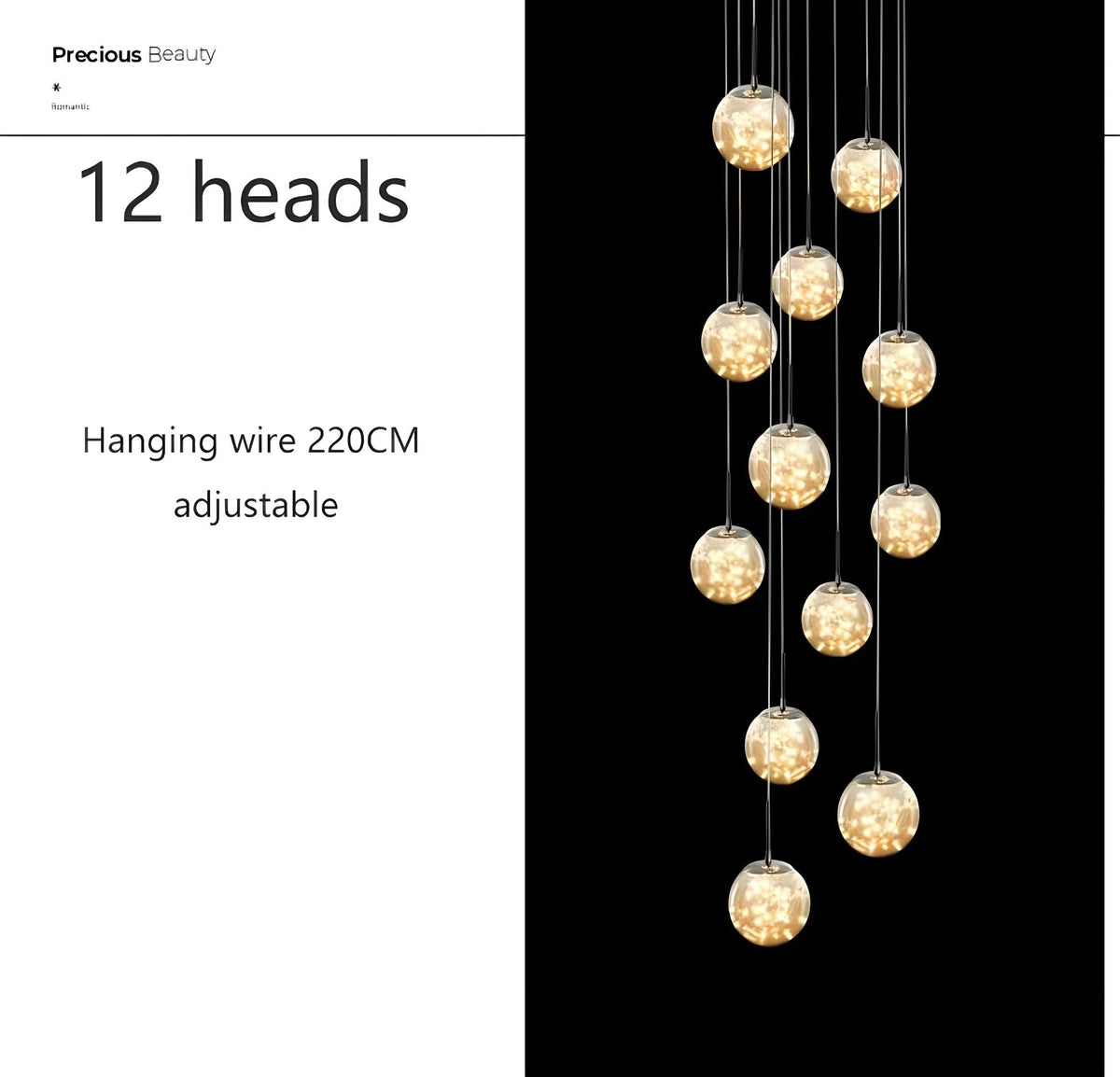 Lustre boule en verre fumé de 8 à 30 globes Sian, vue 17