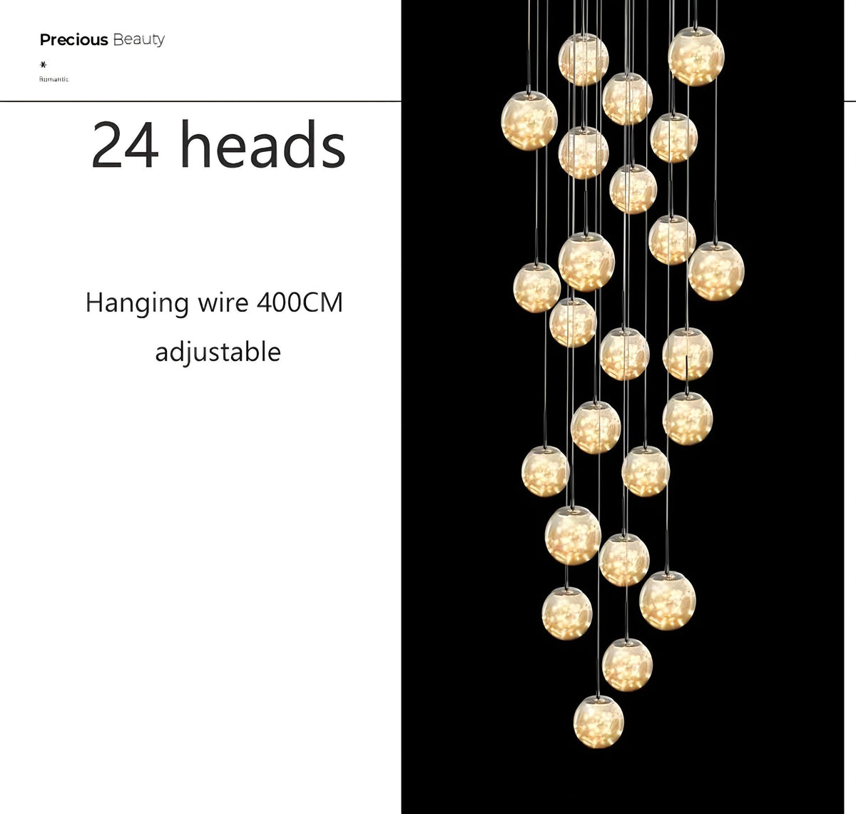Lustre boule en verre fumé de 8 à 30 globes Sian, vue 19