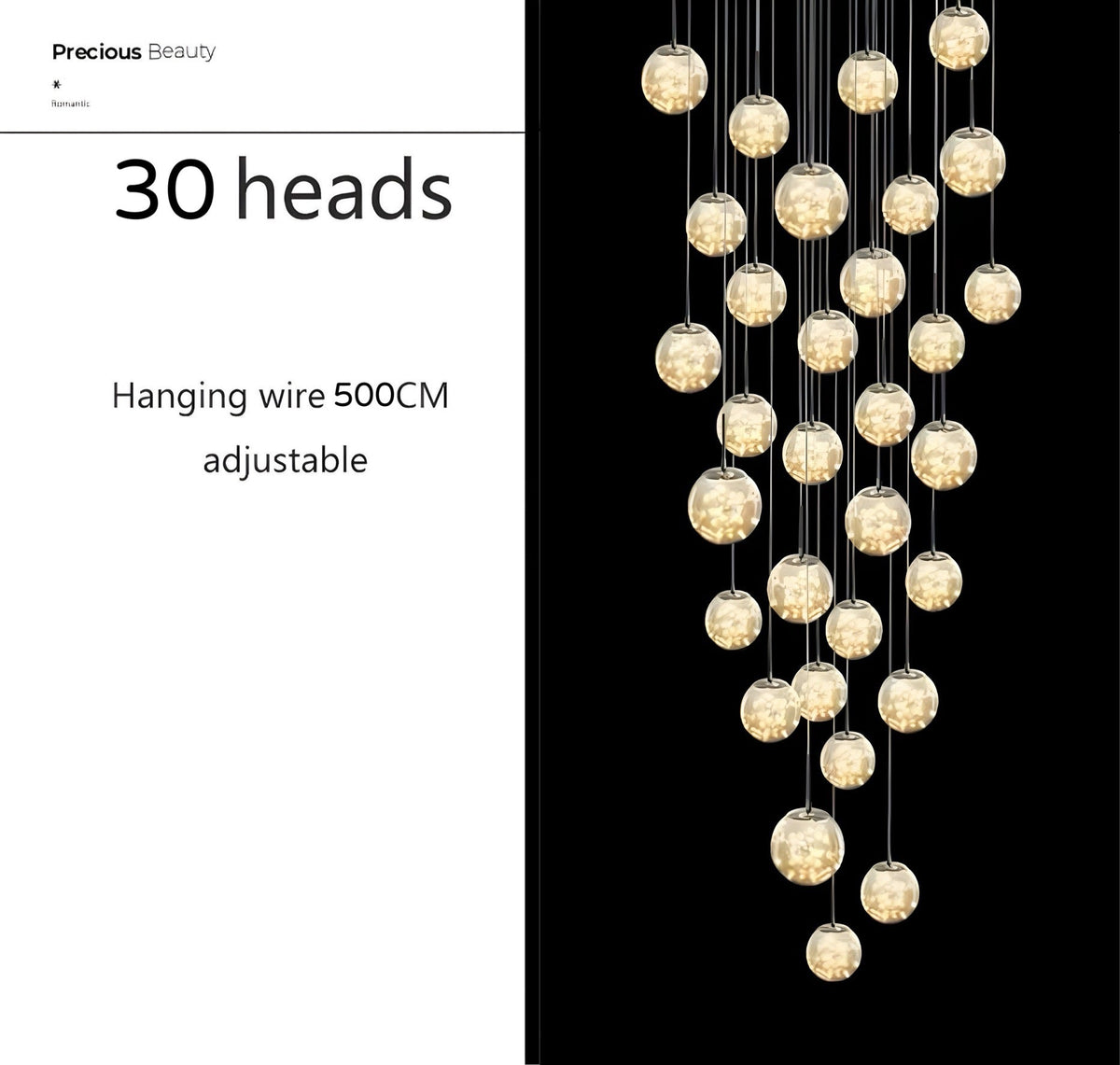 Lustre boule en verre fumé de 8 à 30 globes Sian, vue 20