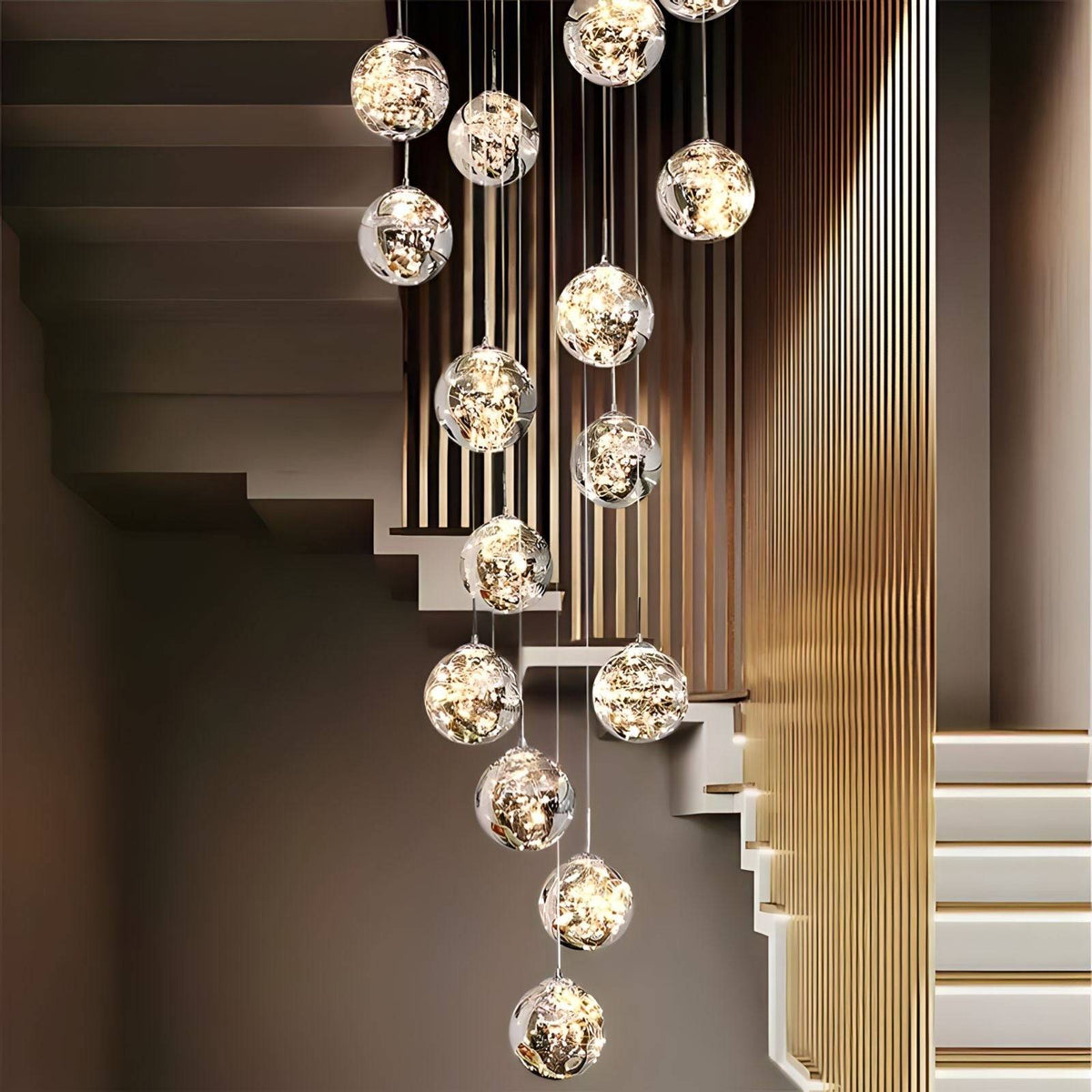 Lustre boule en verre fumé de 8 à 30 globes Sian, vue 5
