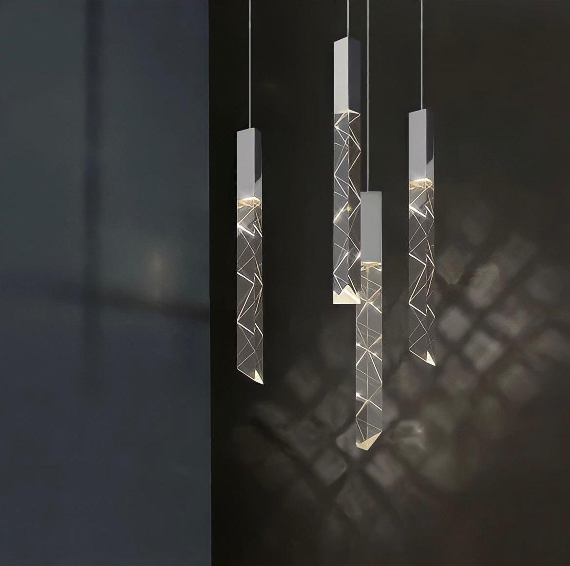 Lustre cristal à baguettes K9 sur monture en aluminium Vaia