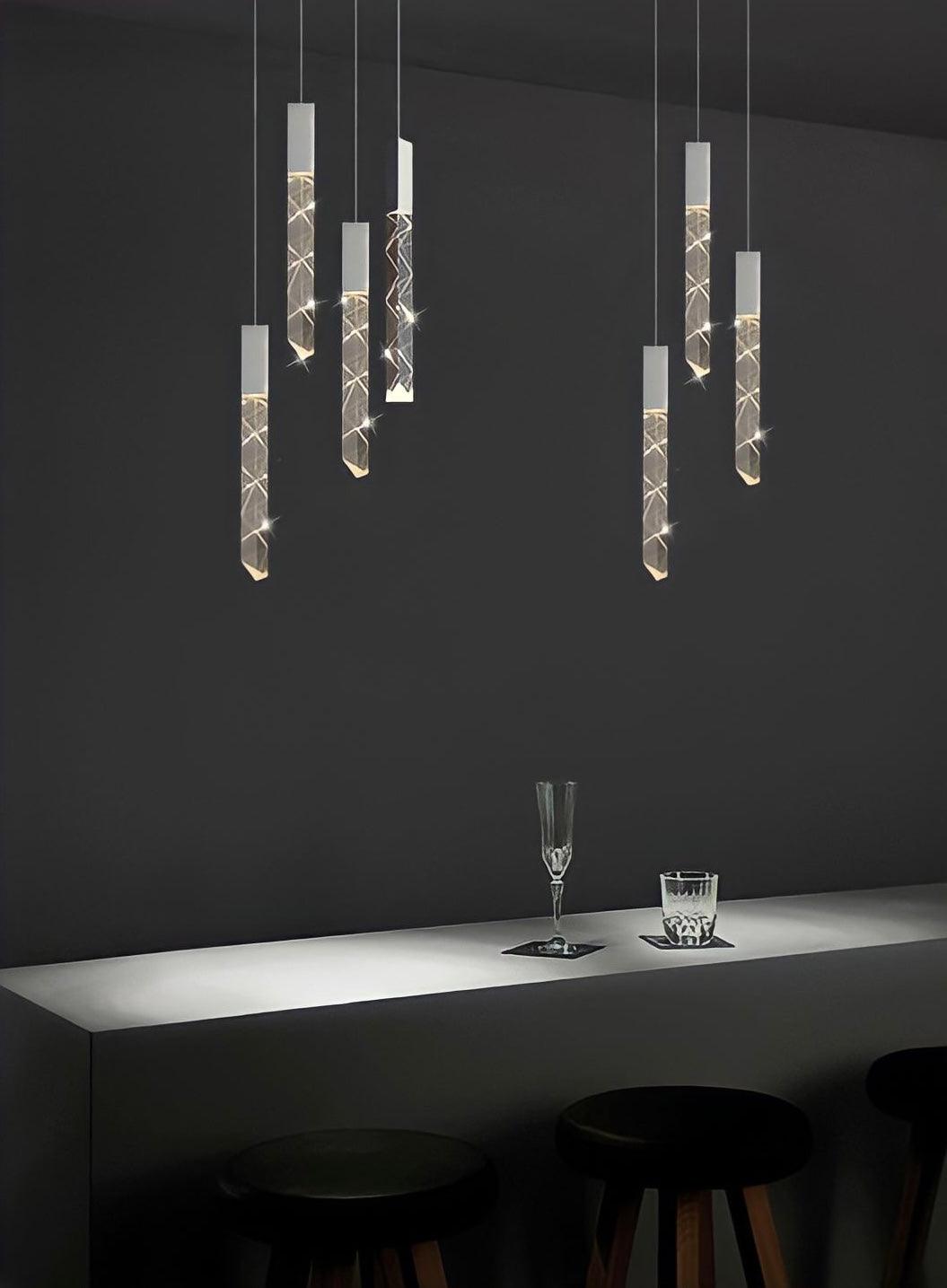 Lustre cristal à baguettes K9 sur monture en aluminium Vaia, vue 4