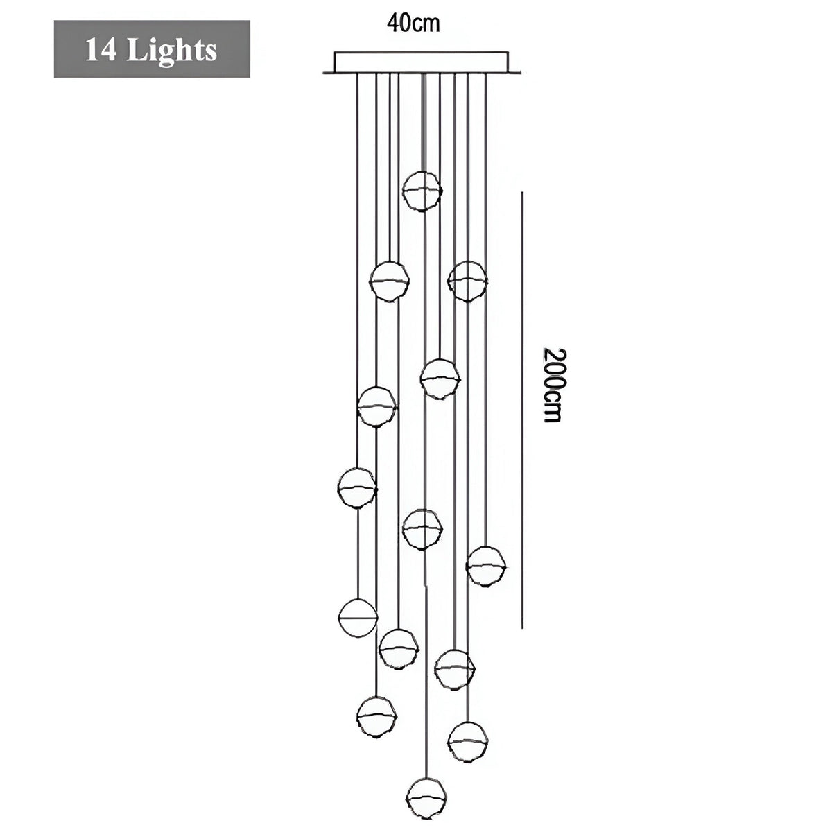 Lustre cristal à boules K9 suspendues, rond ou rectangulaire, vue 12