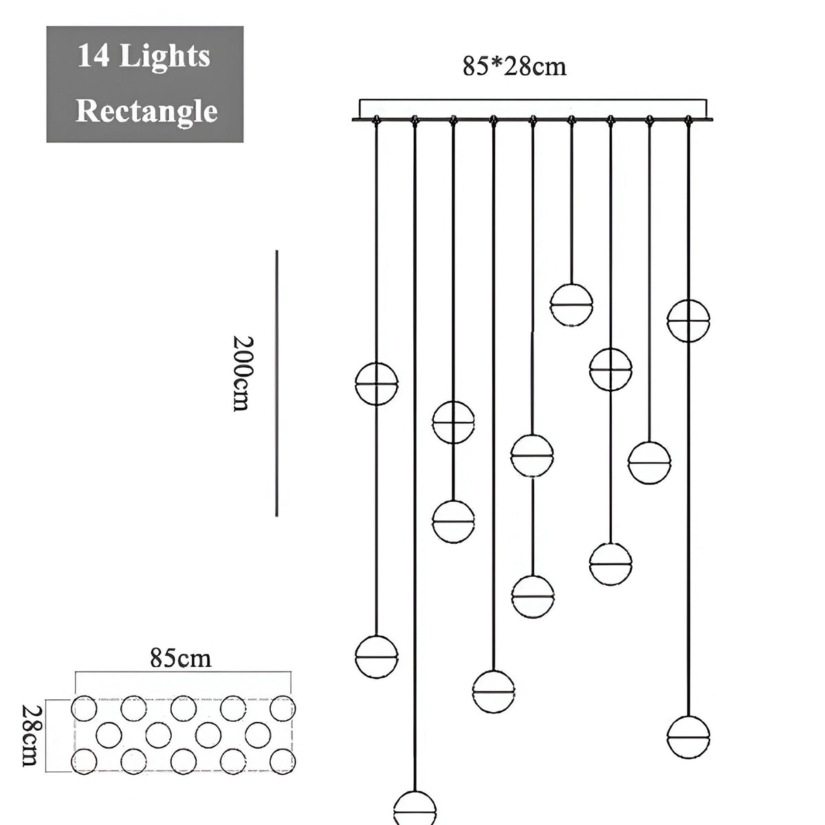 Lustre cristal à boules K9 suspendues, rond ou rectangulaire, vue 13