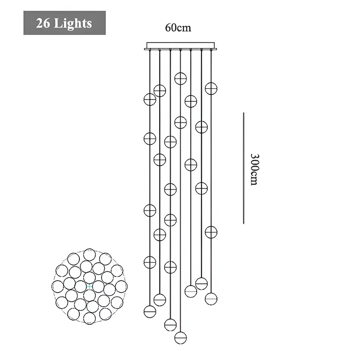 Lustre cristal à boules K9 suspendues, rond ou rectangulaire, vue 14