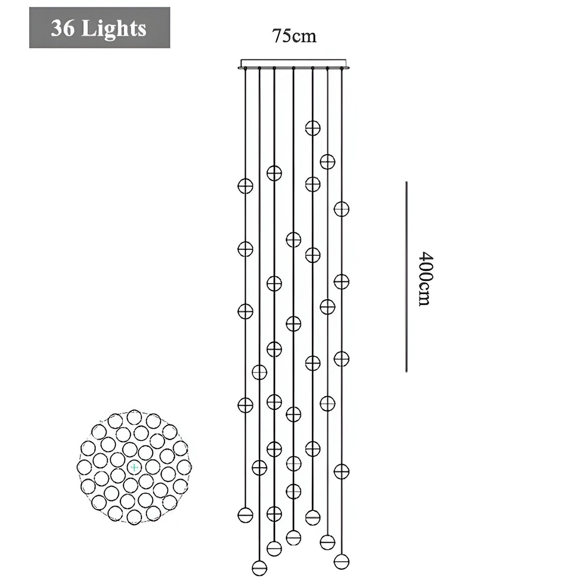 Lustre cristal à boules K9 suspendues, rond ou rectangulaire, vue 16