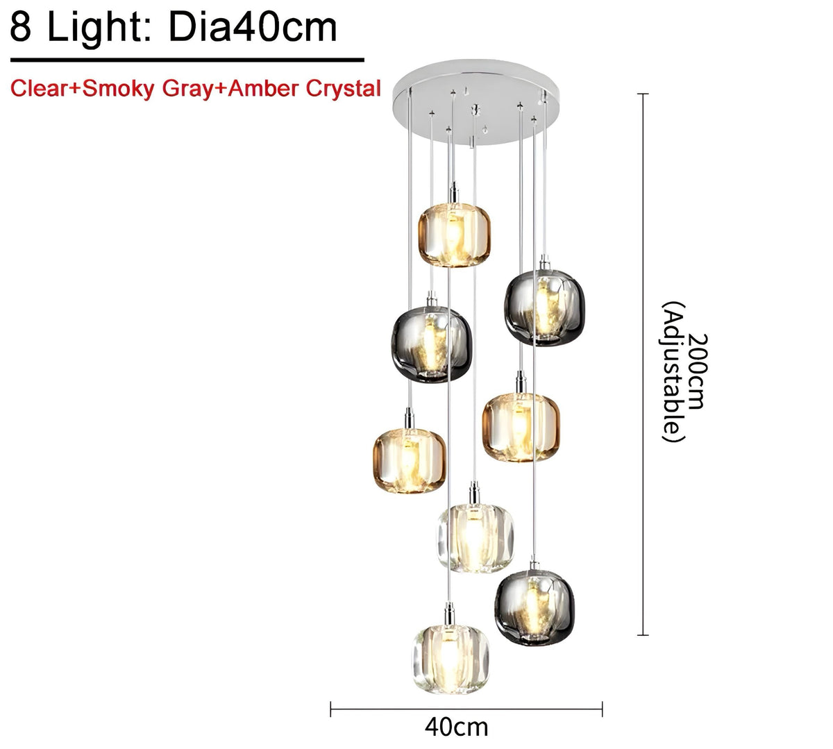 Lustre cristal K9 ambré, fumé ou transparent Vetro, vue 11