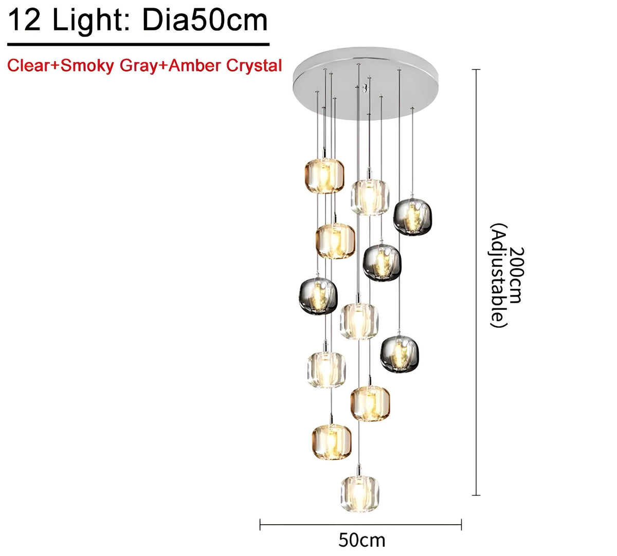 Lustre cristal K9 ambré, fumé ou transparent Vetro, vue 12