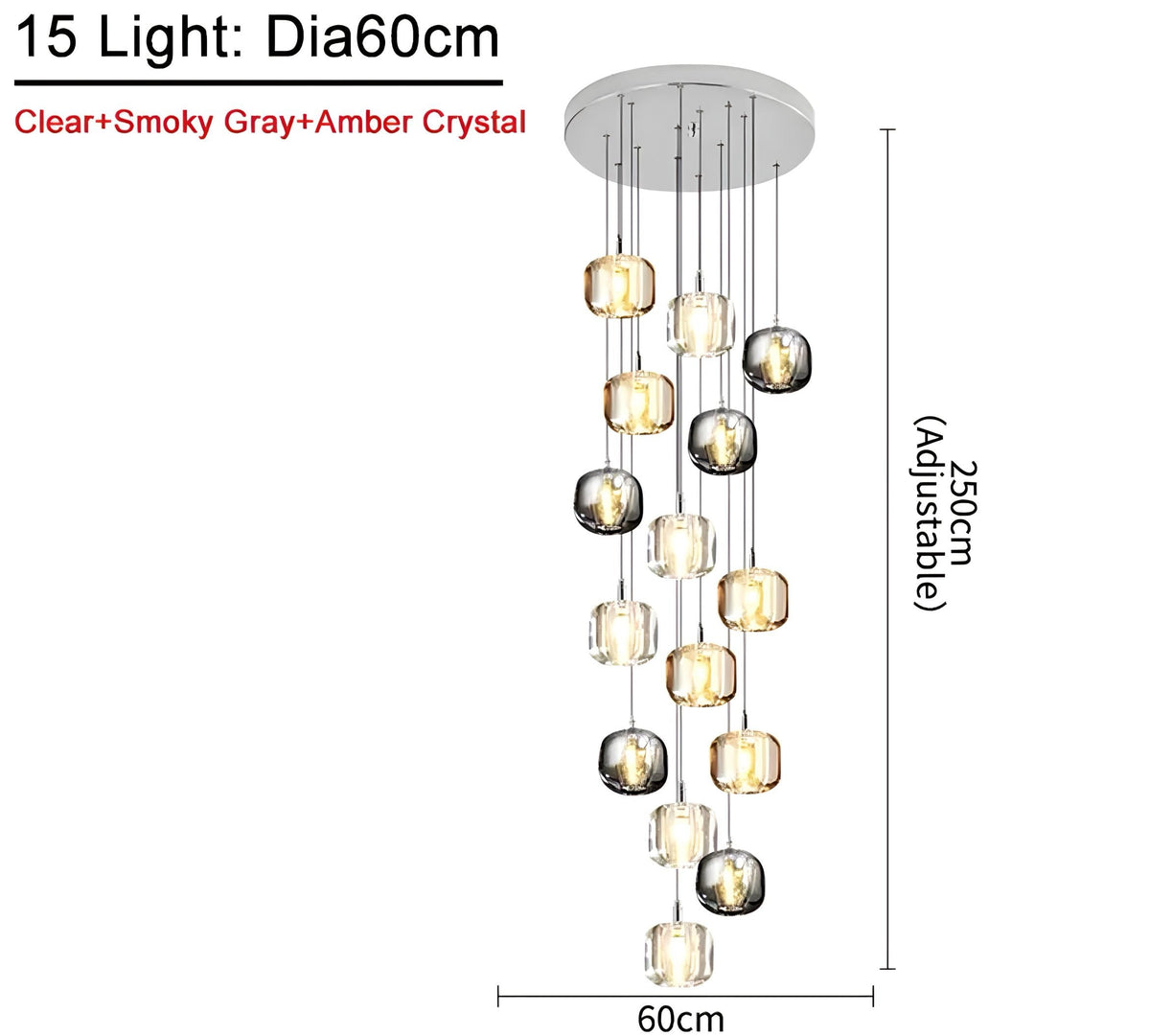 Lustre cristal K9 ambré, fumé ou transparent Vetro, vue 13