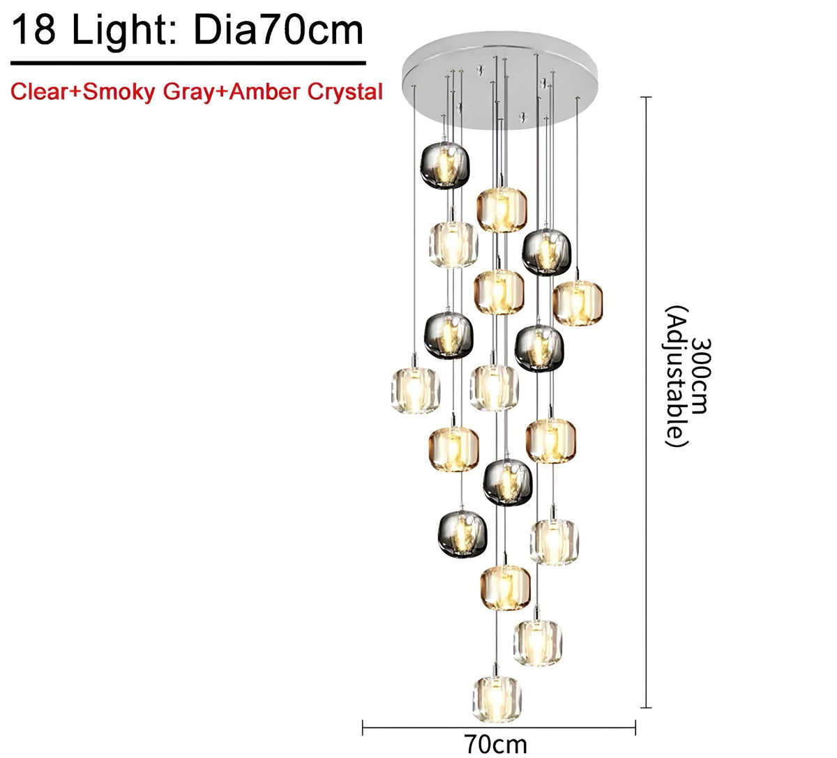 Lustre cristal K9 ambré, fumé ou transparent Vetro, vue 14