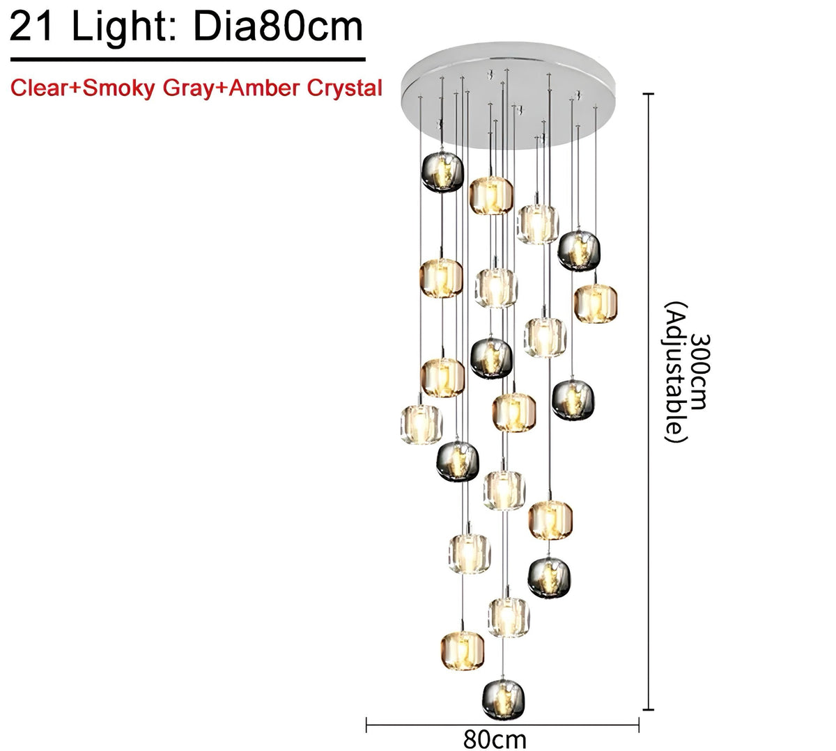 Lustre cristal K9 ambré, fumé ou transparent Vetro, vue 15