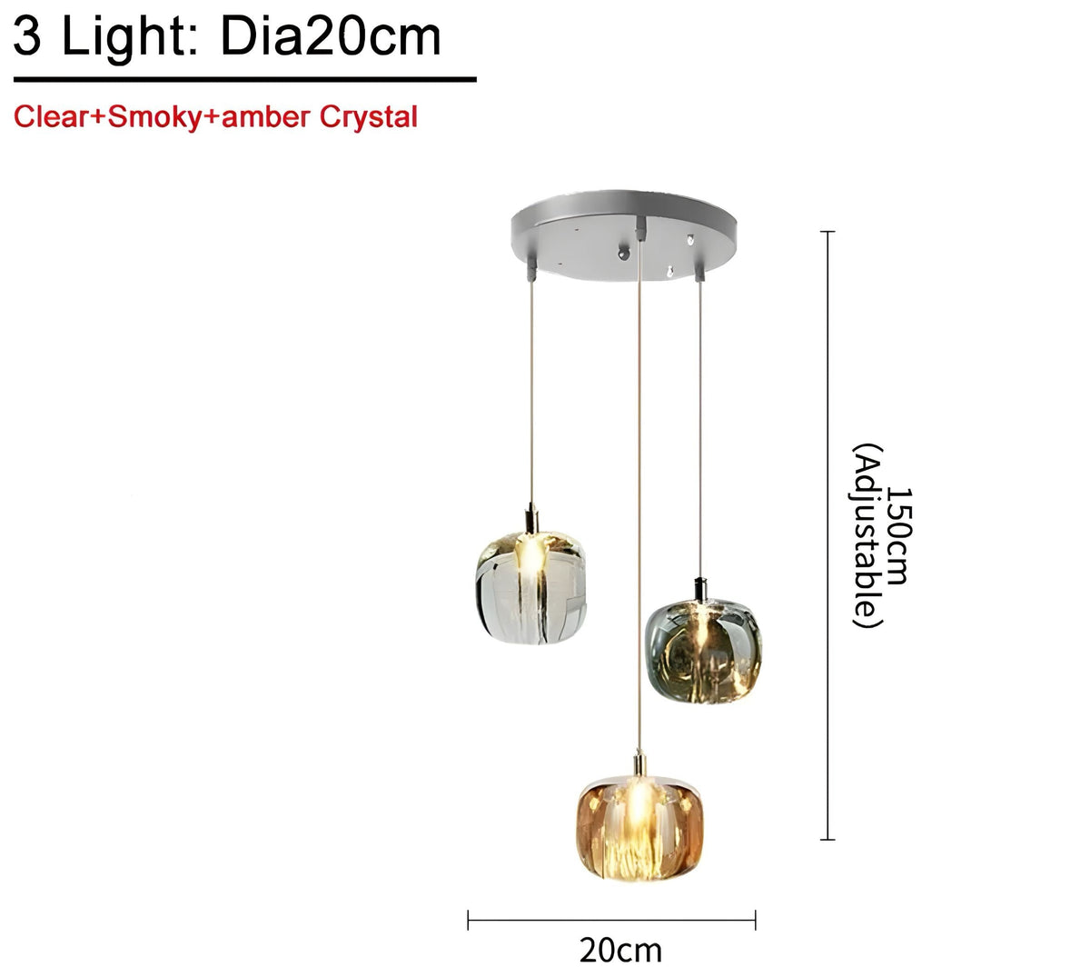 Lustre cristal K9 ambré, fumé ou transparent Vetro, vue 7