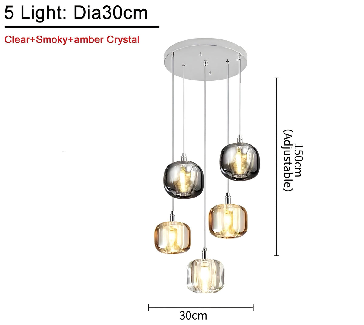 Lustre cristal K9 ambré, fumé ou transparent Vetro, vue 9