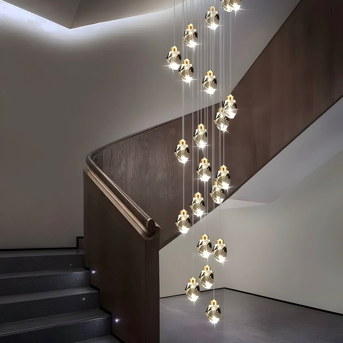 Lustre cristal K9 doré à hauteur réglable, 3 à 35 lumières, vue 2