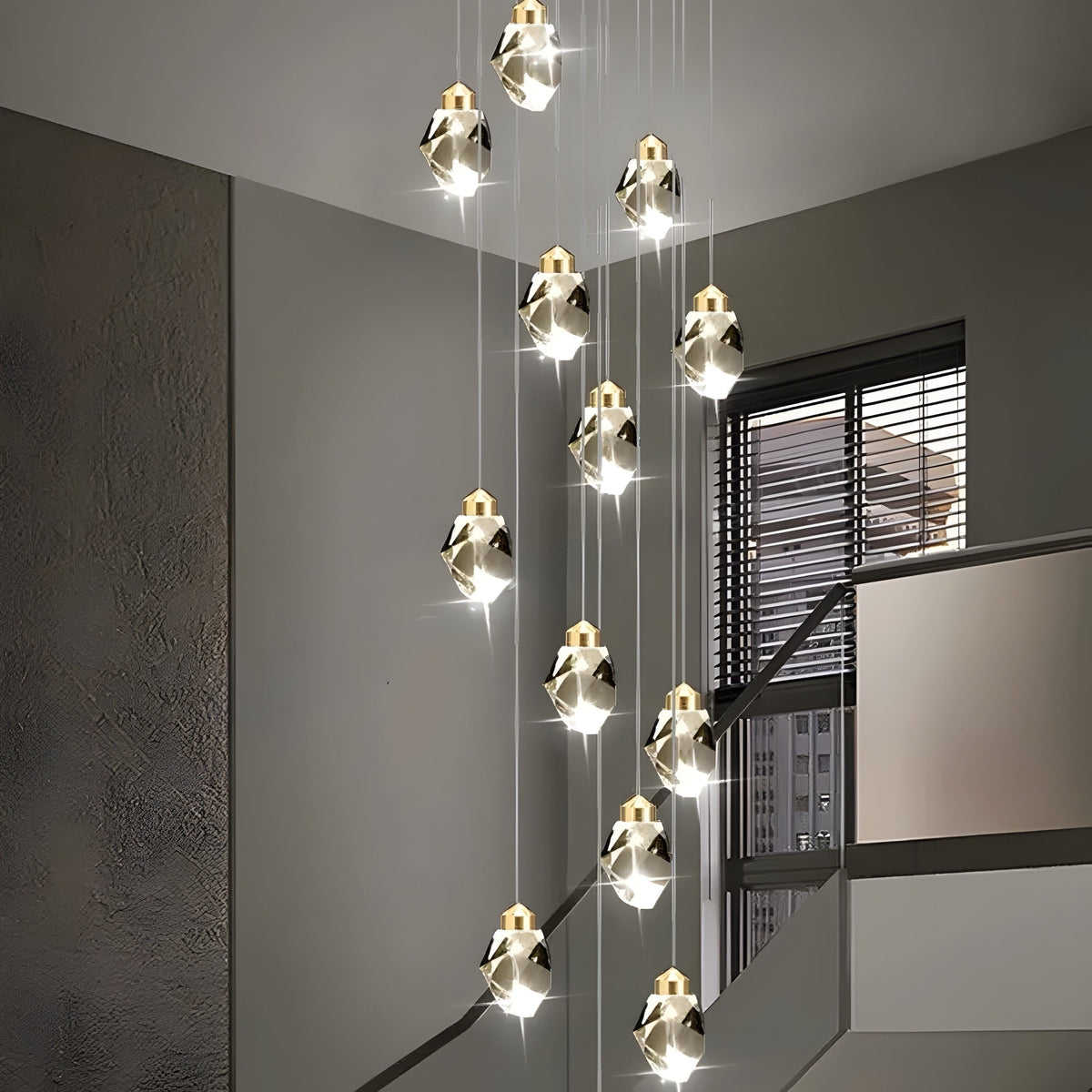 Lustre cristal K9 doré à hauteur réglable, 3 à 35 lumières, vue 4