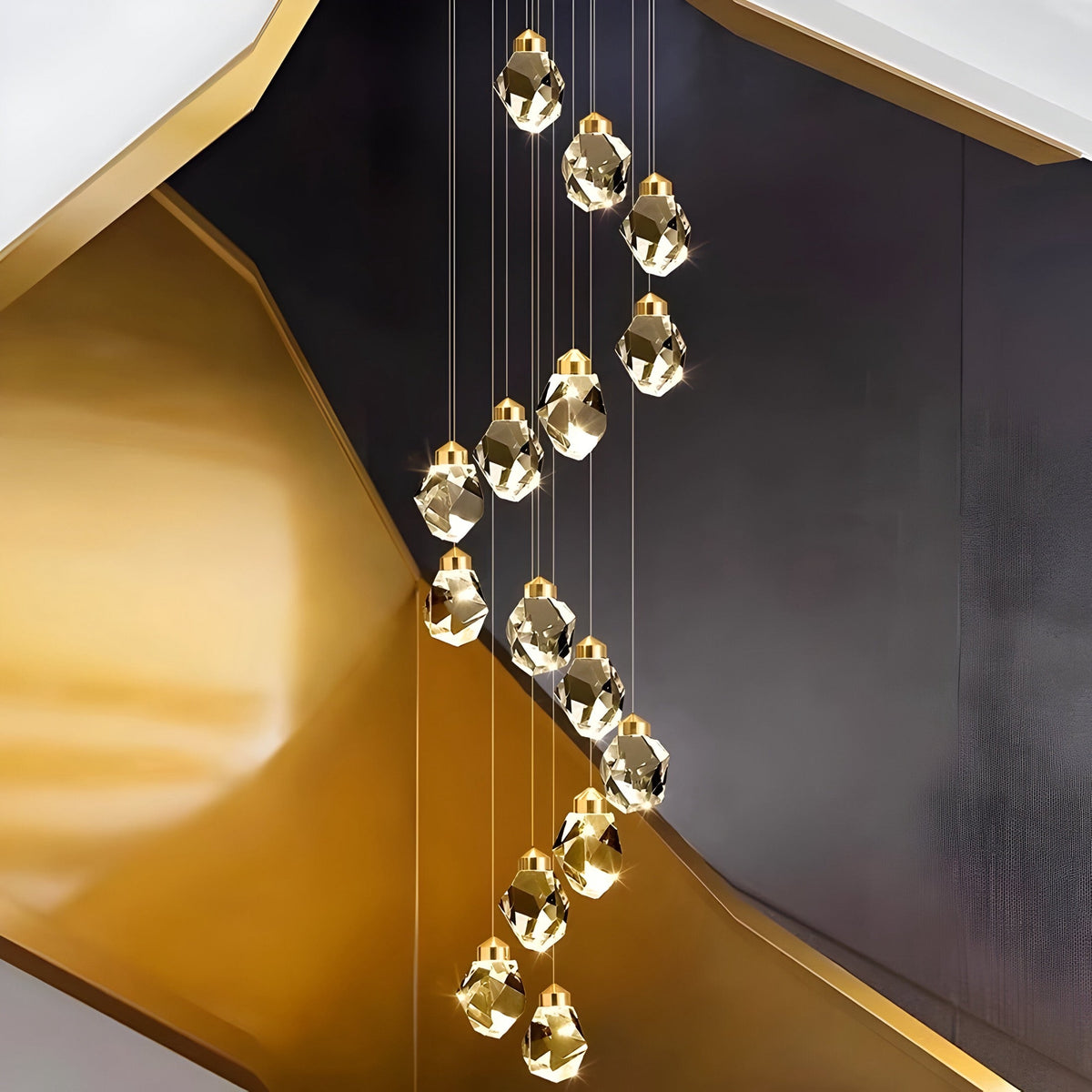 Lustre cristal K9 doré à hauteur réglable, 3 à 35 lumières, vue 5