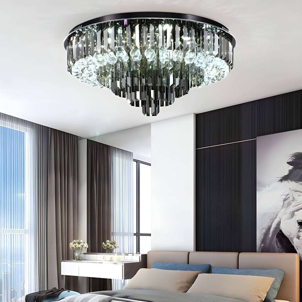Lustre cristal K9 et acier inoxydable, diamètre 40 à 100 cm