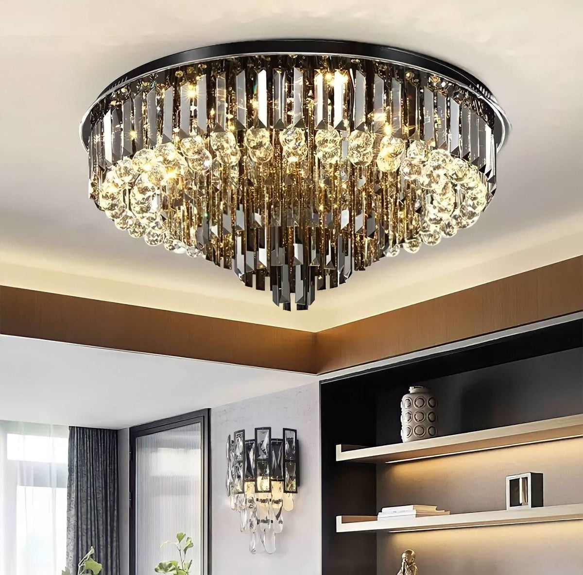 Lustre cristal K9 et acier inoxydable, diamètre 40 à 100 cm, vue 2