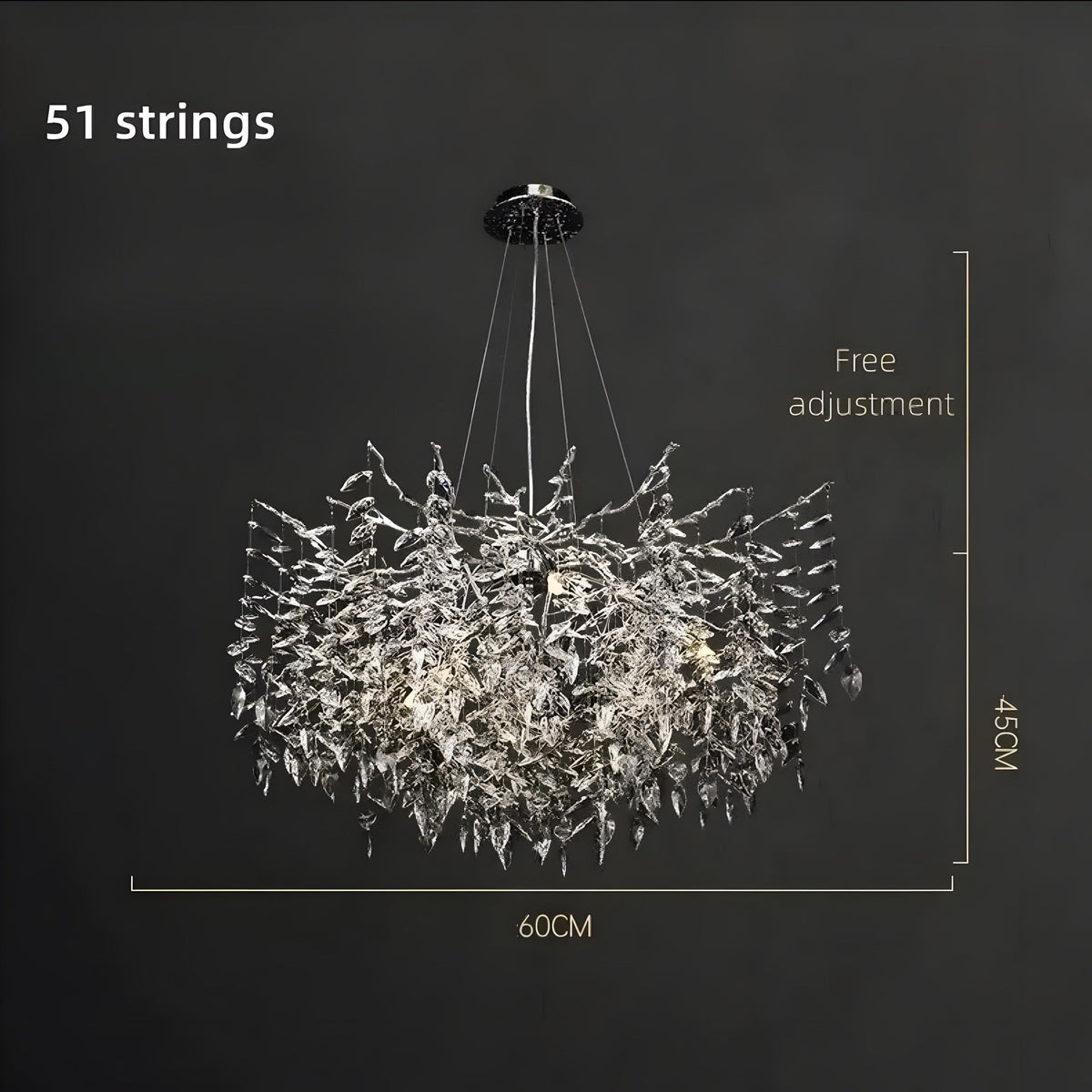 Lustre cristal K9 rond ou rectangulaire pour table Scintillio, vue 12