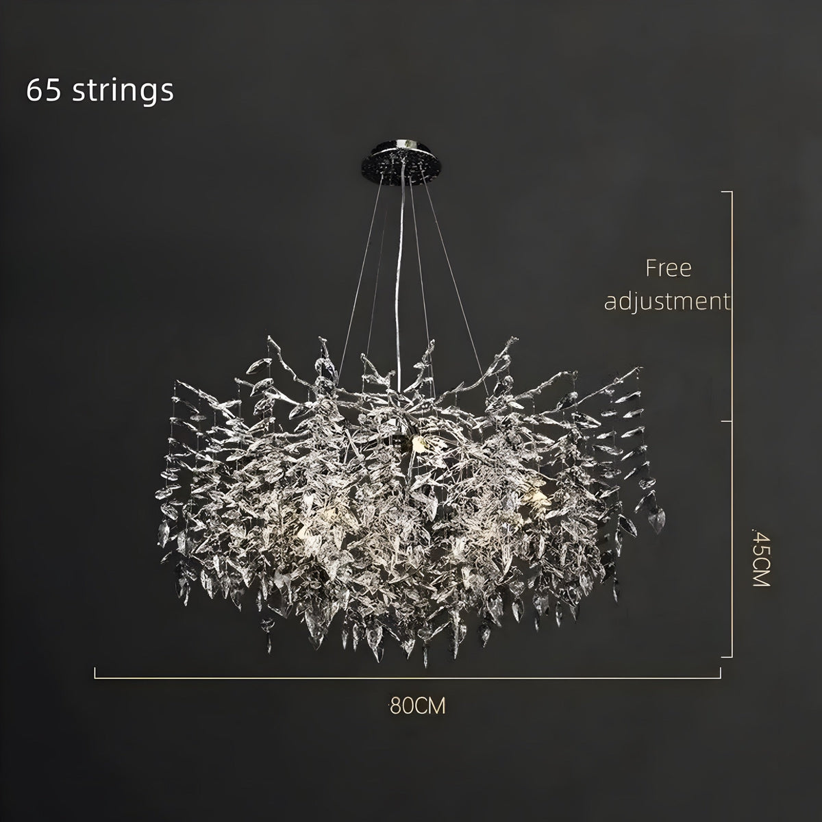 Lustre cristal K9 rond ou rectangulaire pour table Scintillio, vue 13