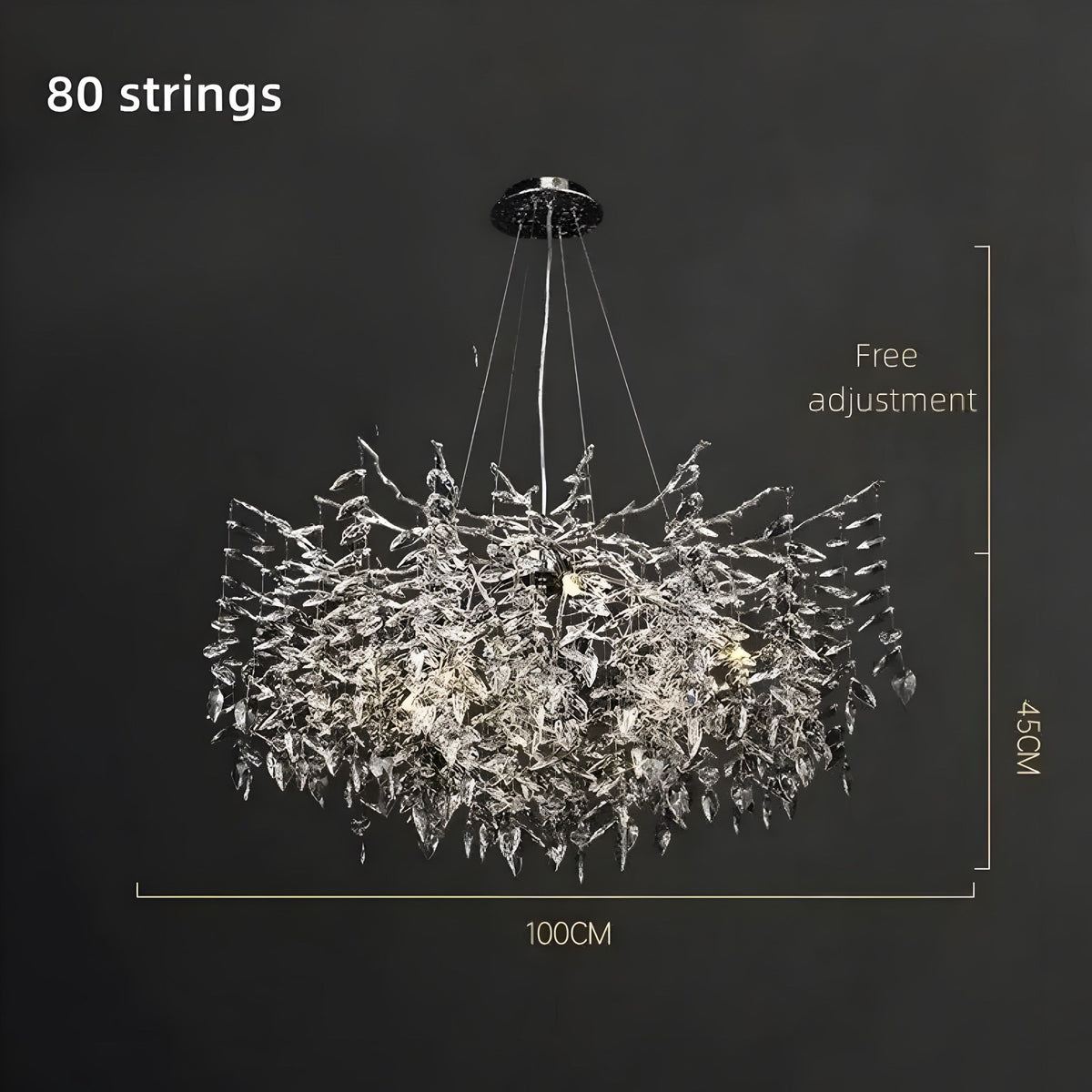 Lustre cristal K9 rond ou rectangulaire pour table Scintillio, vue 14
