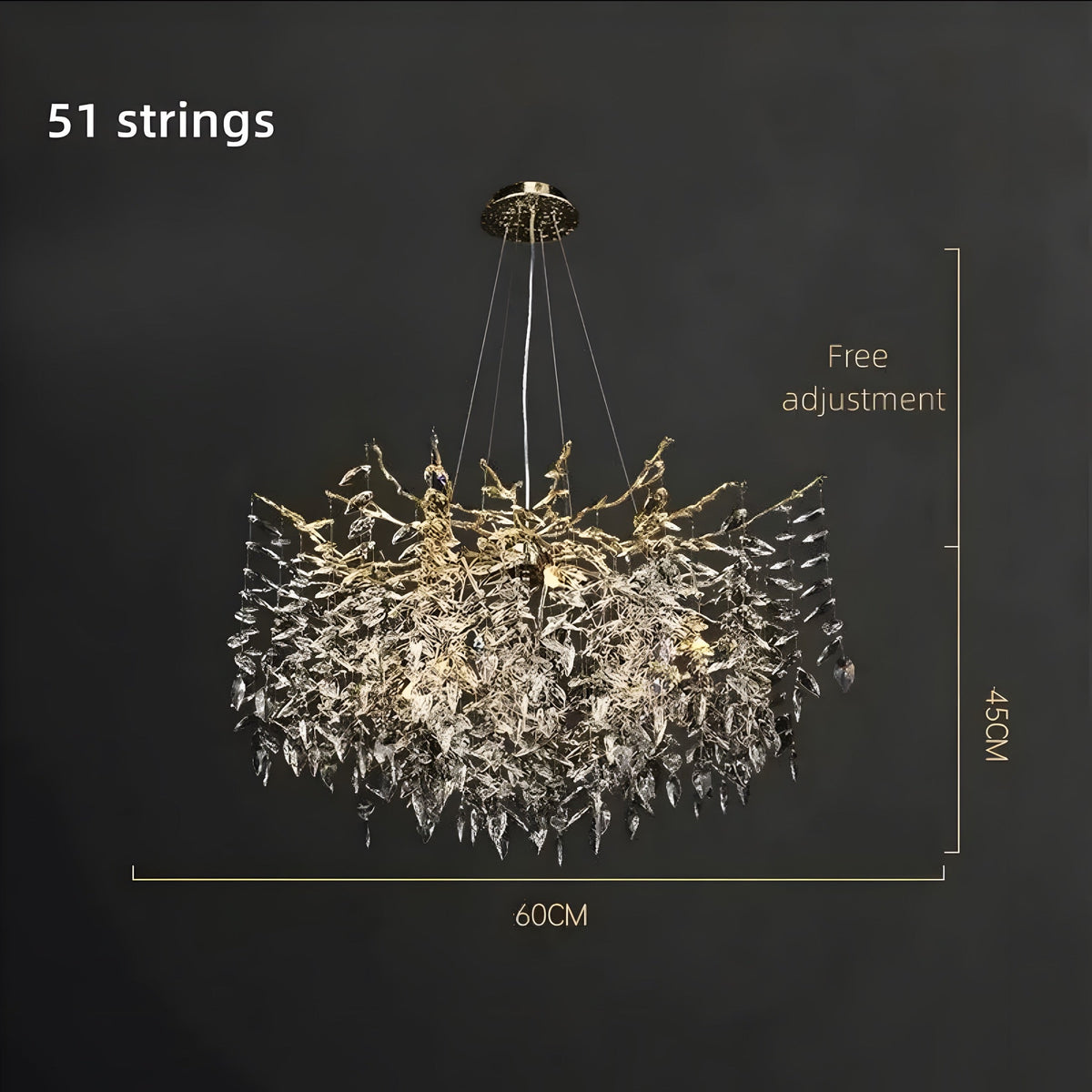 Lustre cristal K9 rond ou rectangulaire pour table Scintillio, vue 15