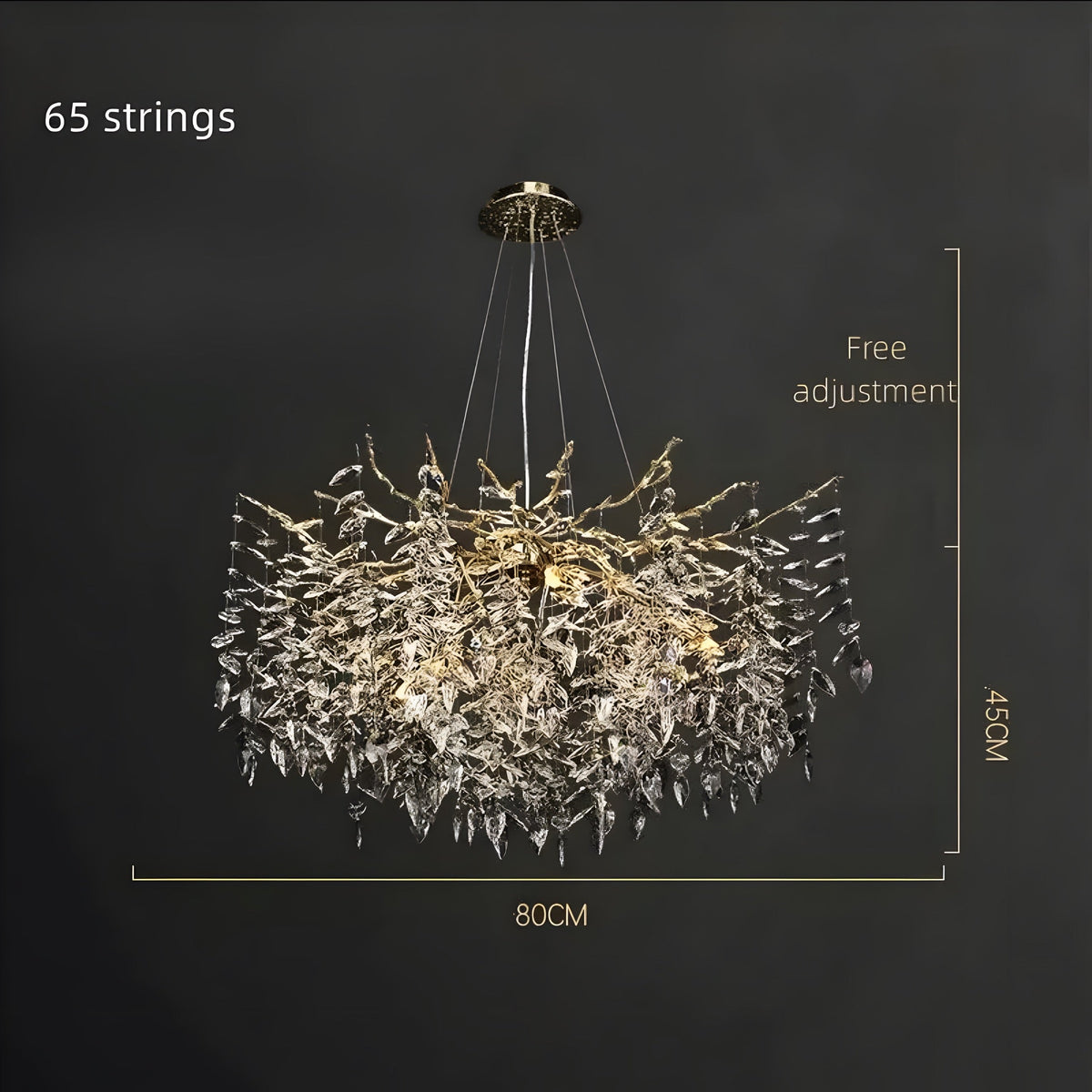 Lustre cristal K9 rond ou rectangulaire pour table Scintillio, vue 16