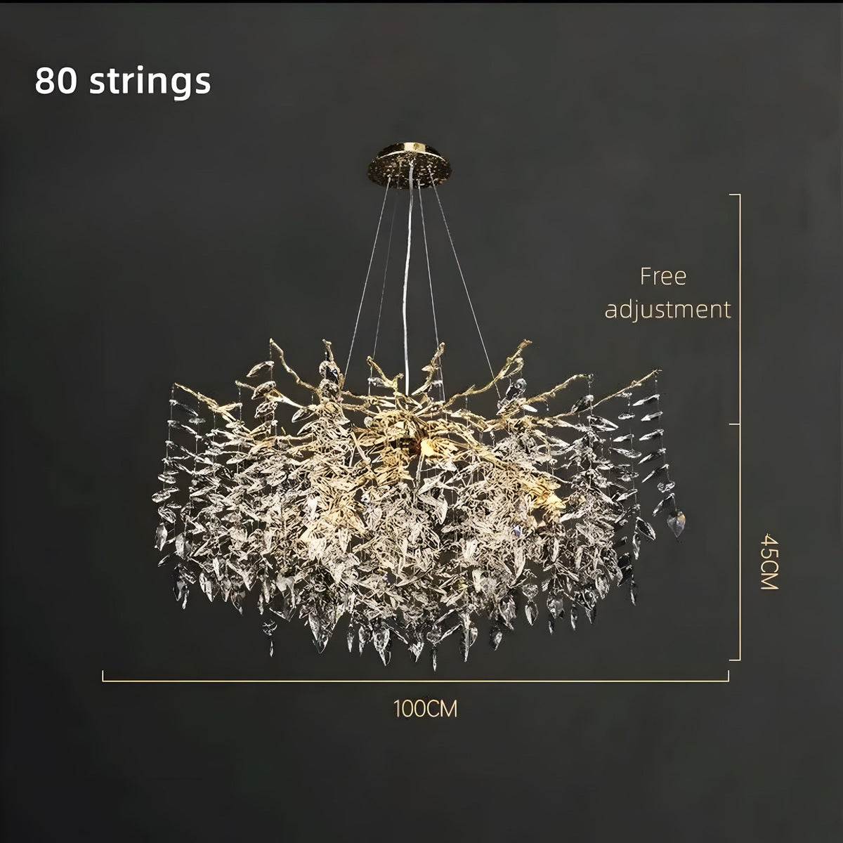 Lustre cristal K9 rond ou rectangulaire pour table Scintillio, vue 17