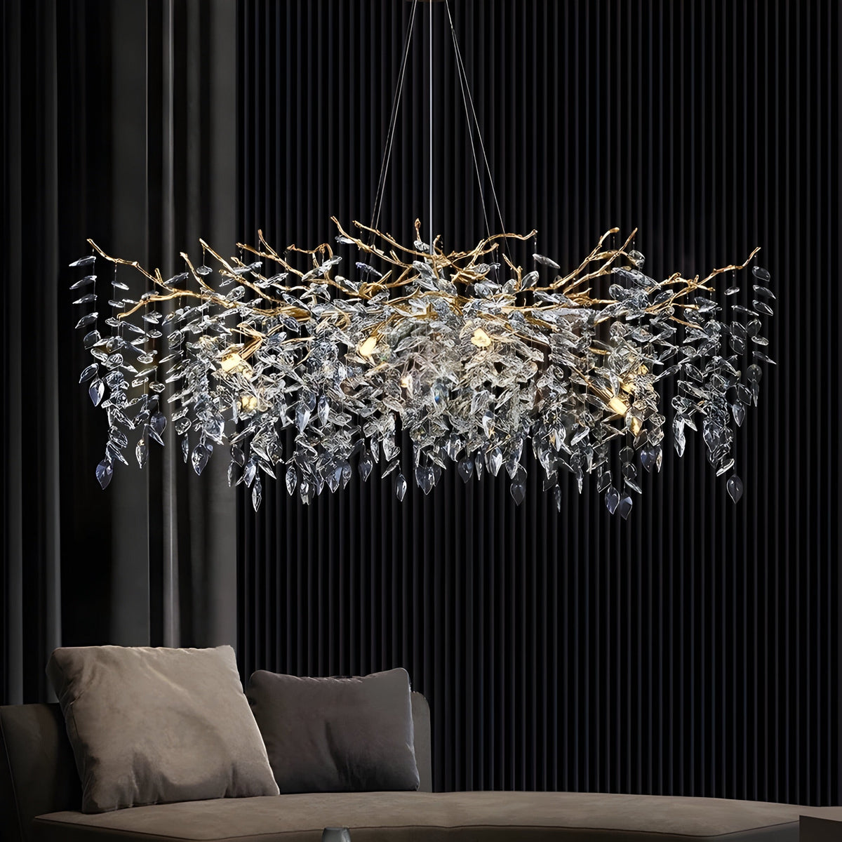Lustre cristal K9 rond ou rectangulaire pour table Scintillio, vue 3