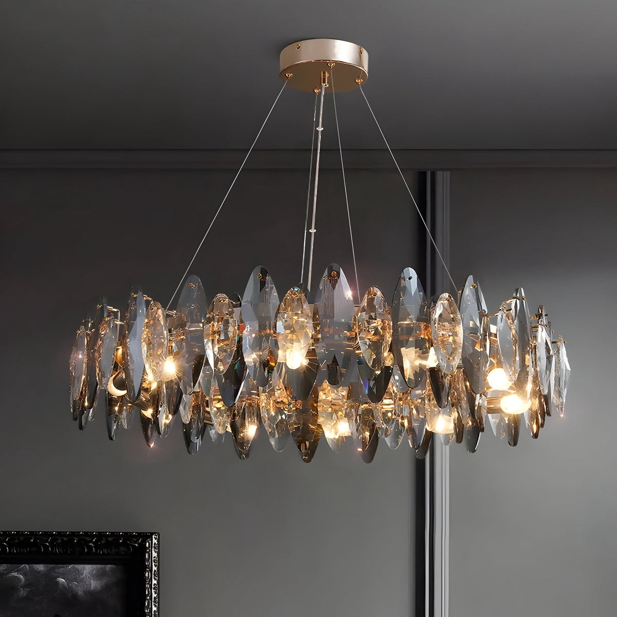 Lustre cristal K9 taille marquise, doré, Ø 60 à 100 cm