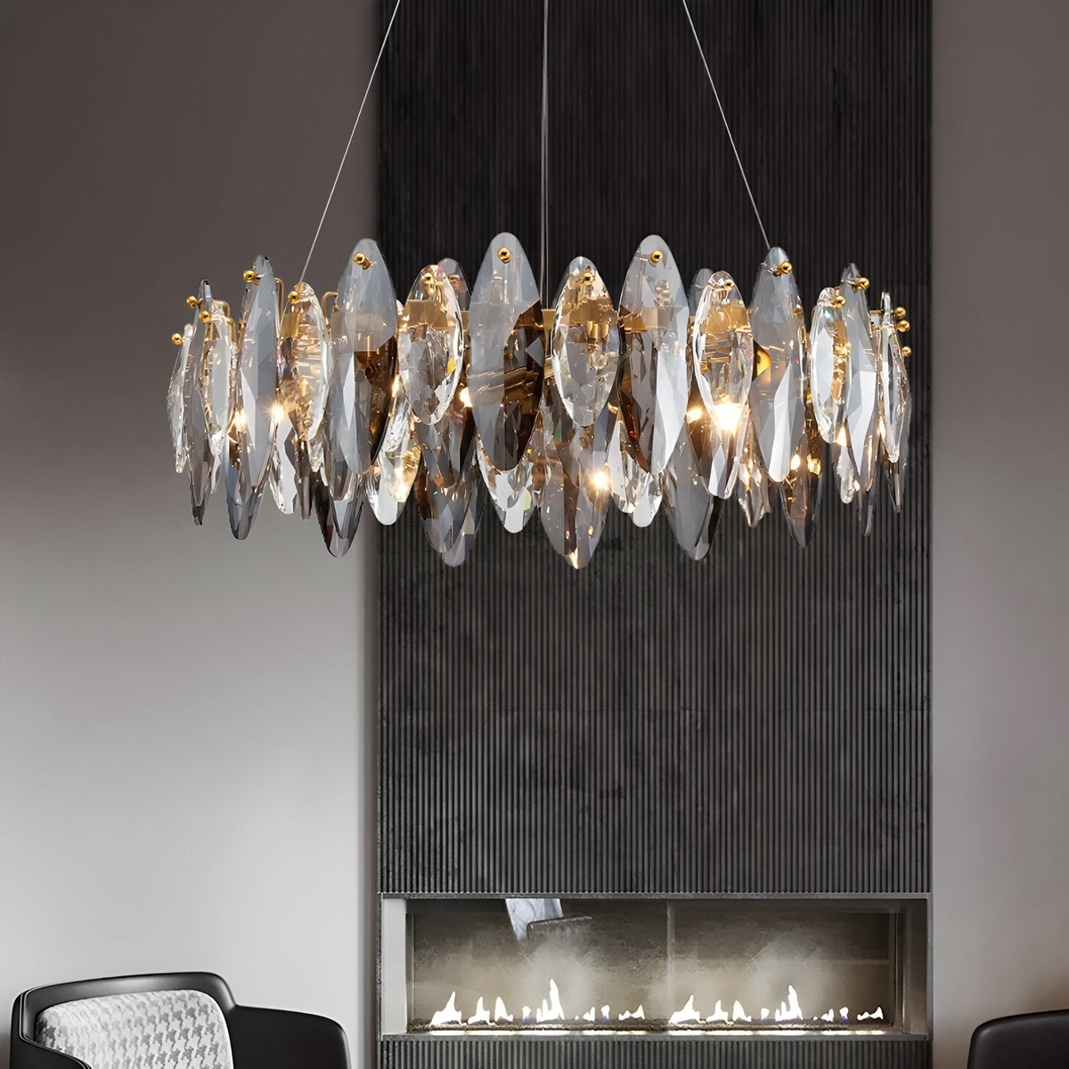 Lustre cristal K9 taille marquise, doré, Ø 60 à 100 cm, vue 2