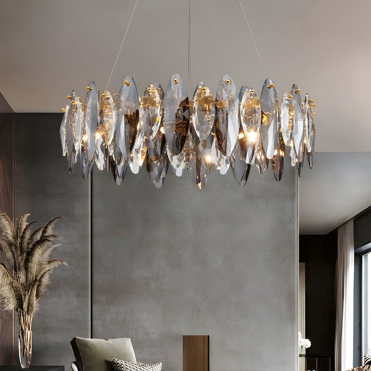 Lustre cristal K9 taille marquise, doré, Ø 60 à 100 cm, vue 3