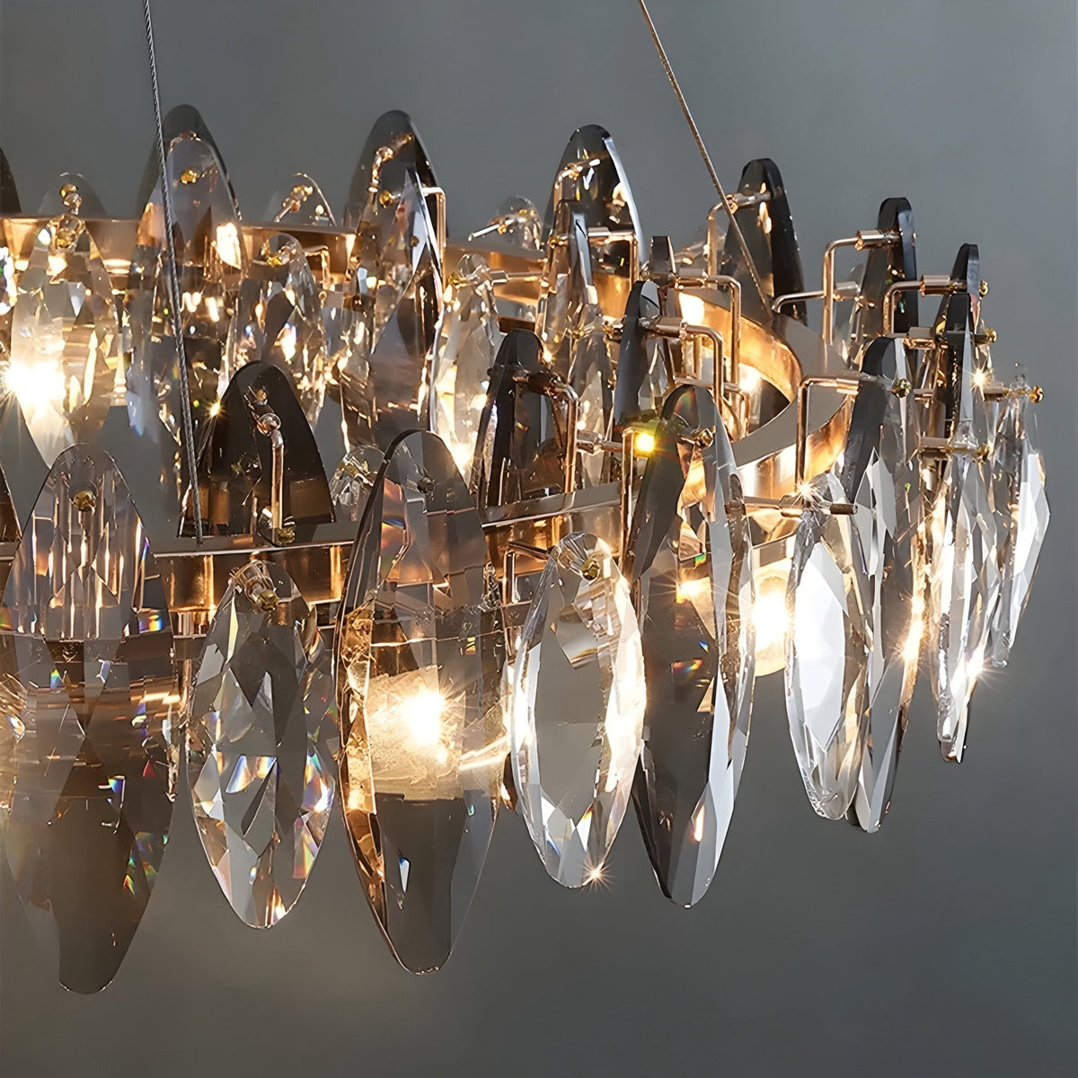 Lustre cristal K9 taille marquise, doré, Ø 60 à 100 cm, vue 4
