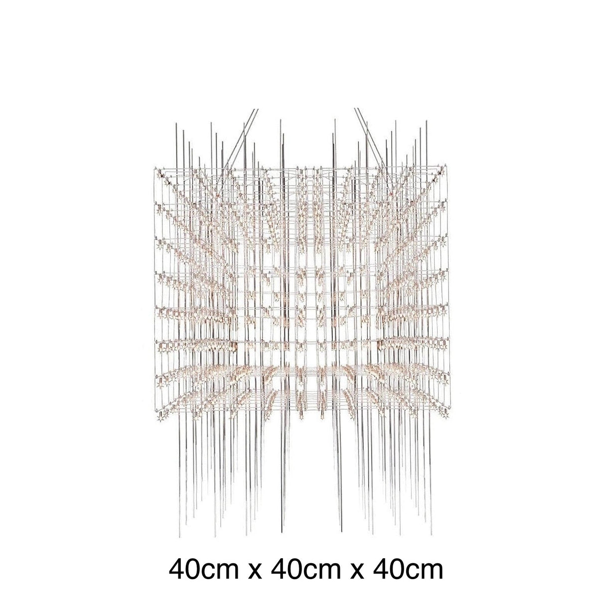 Lustre cube en grille d'acier inoxydable à points LED, vue 10
