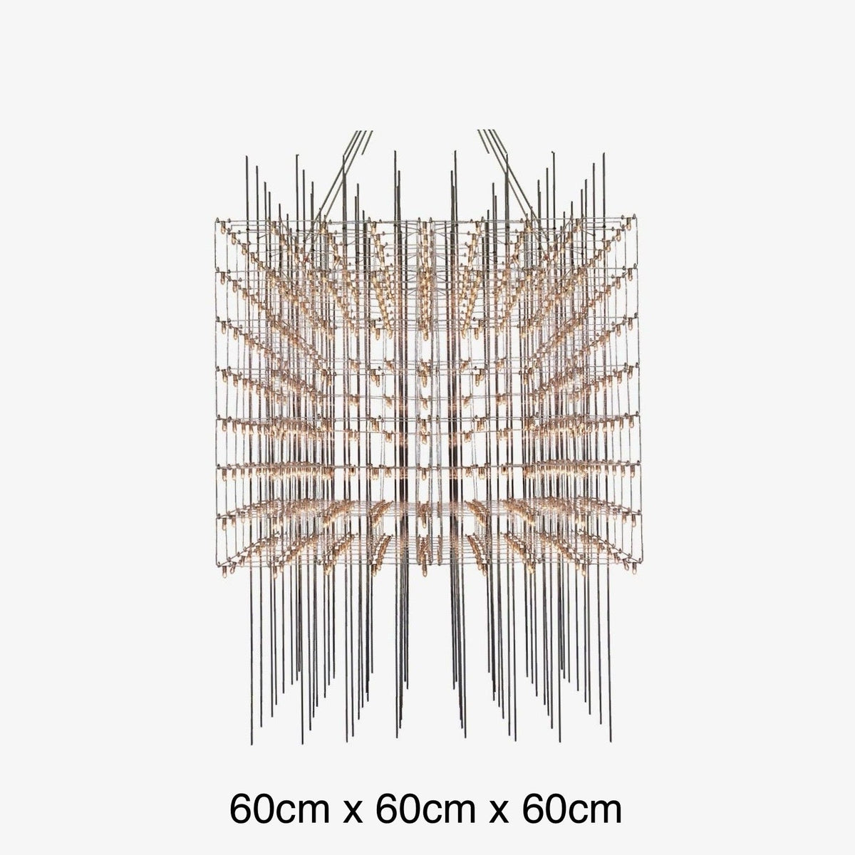 Lustre cube en grille d'acier inoxydable à points LED, vue 11