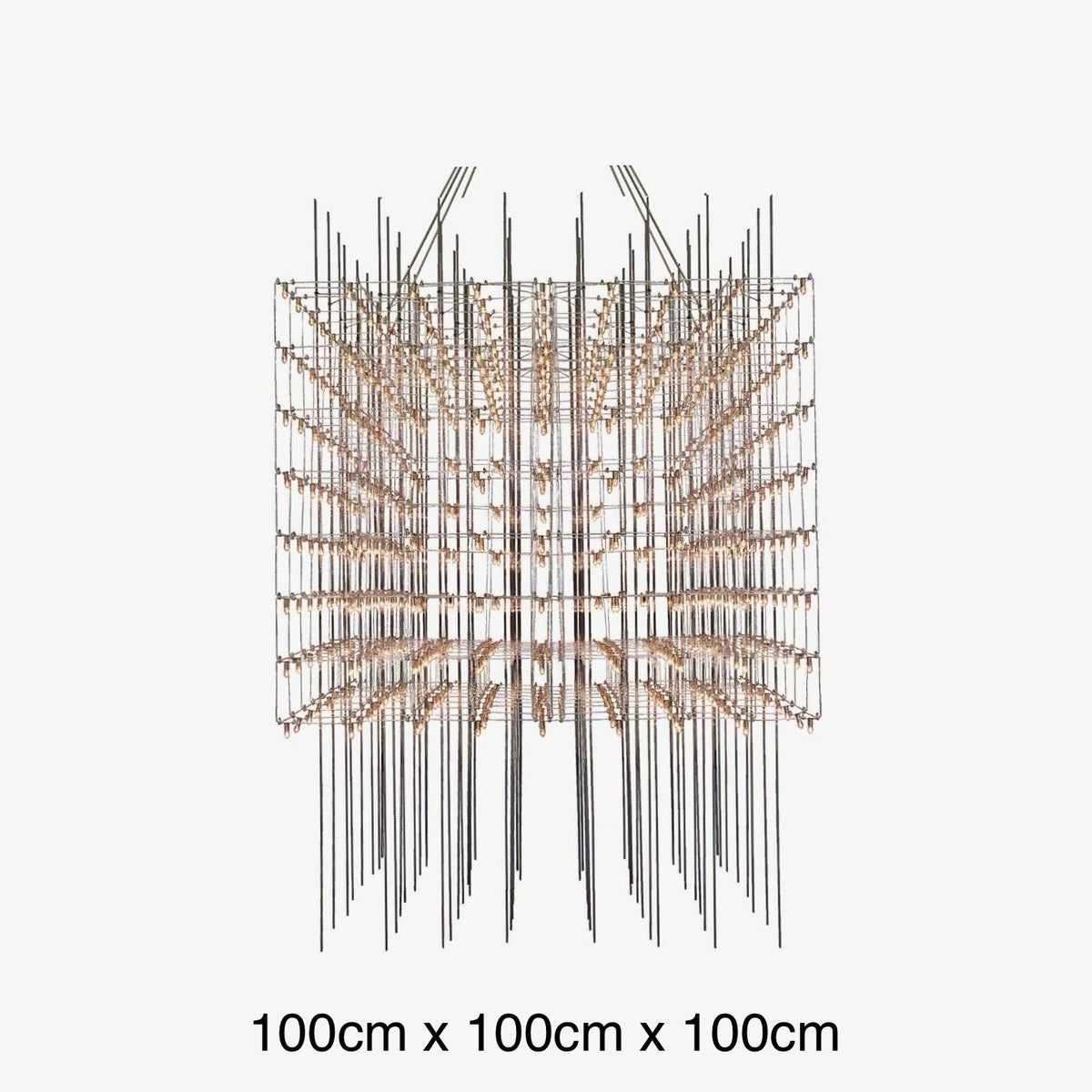 Lustre cube en grille d'acier inoxydable à points LED, vue 15