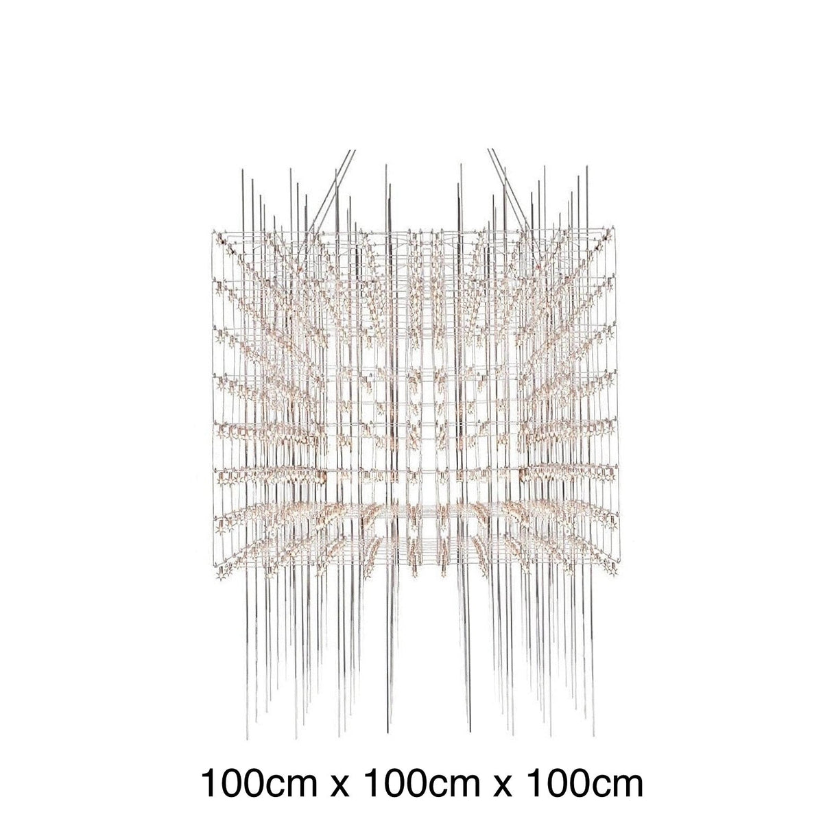 Lustre cube en grille d'acier inoxydable à points LED, vue 16
